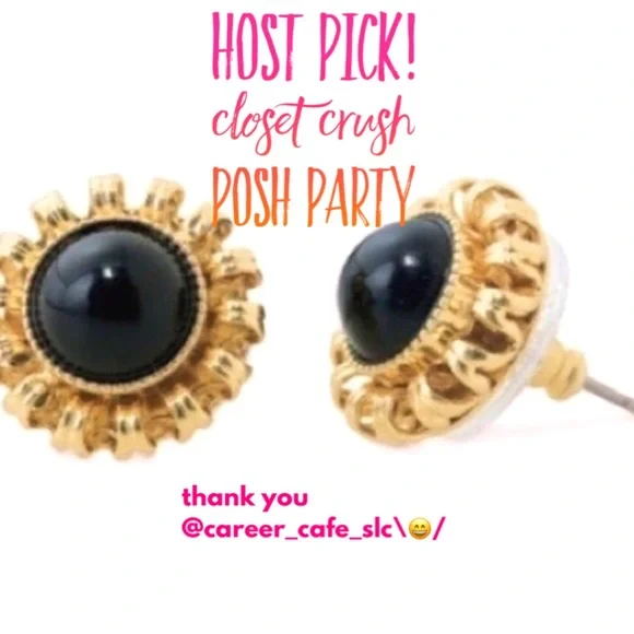 :: Stella & Dot⚜️🌚Black Gigi Studs - Picture 1 of 5